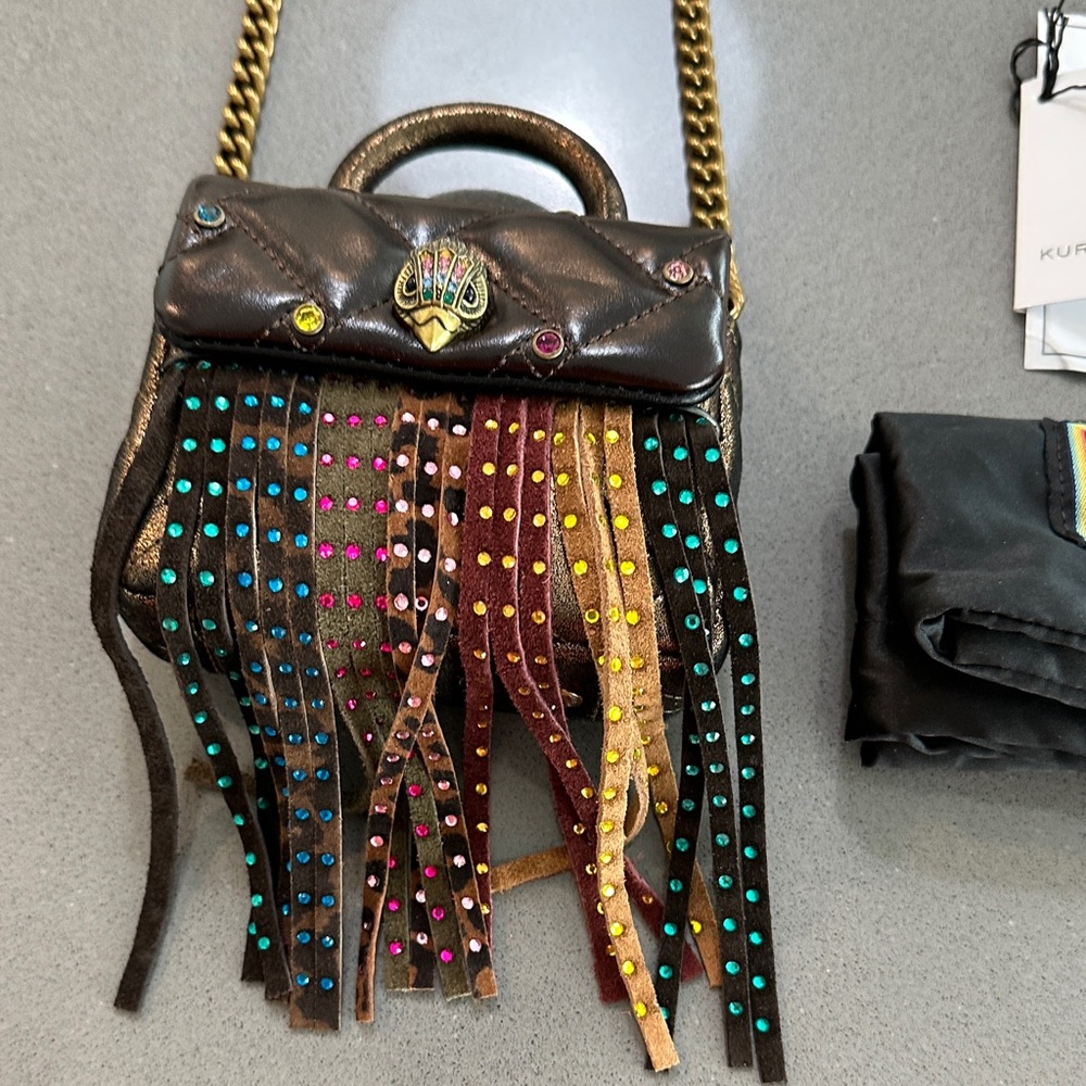 Kurt Geiger Mini Bag with Multicolor Fringe NWT comes with tags & dust bag boho - Picture 2 of 11